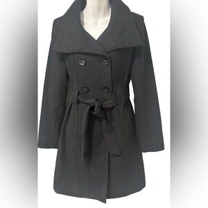 Chic Black Double-Breasted Women's Trench Coat